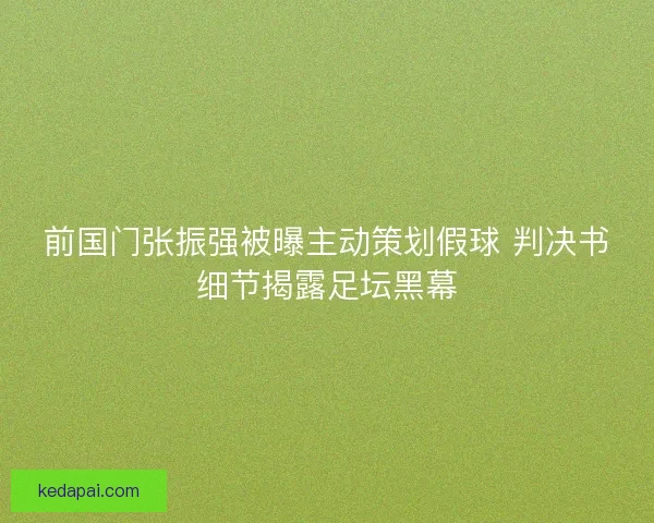 前国门张振强被曝主动策划假球 判决书细节揭露足坛黑幕