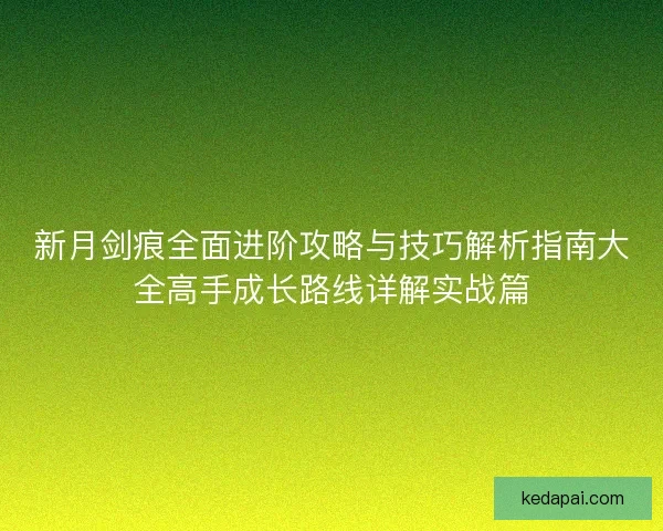 新月剑痕全面进阶攻略与技巧解析指南大全高手成长路线详解实战篇